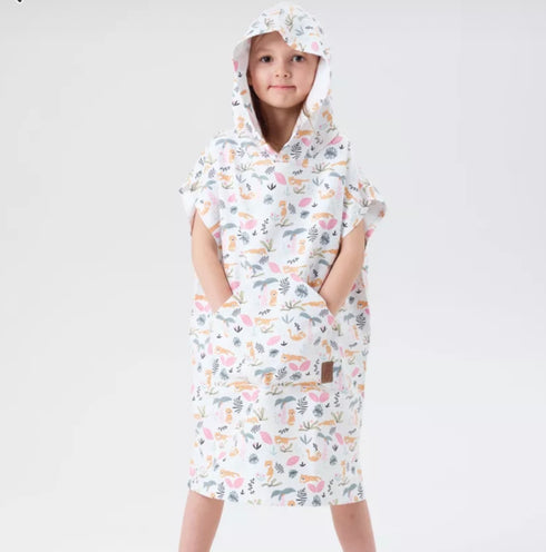 Kids Microfiber Poncho Tiger