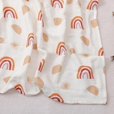 Bamboo Swaddle Blanket - Rainbow Sun Peach