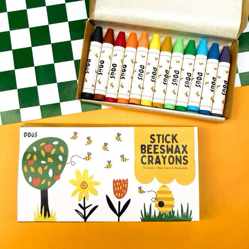 Set of stick beeswax crayons with a colorful eco friendly non toxic
