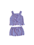 lilac crochet handmade top and shorts set