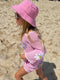 Crochet beach dress pink and purple handmade in bali.