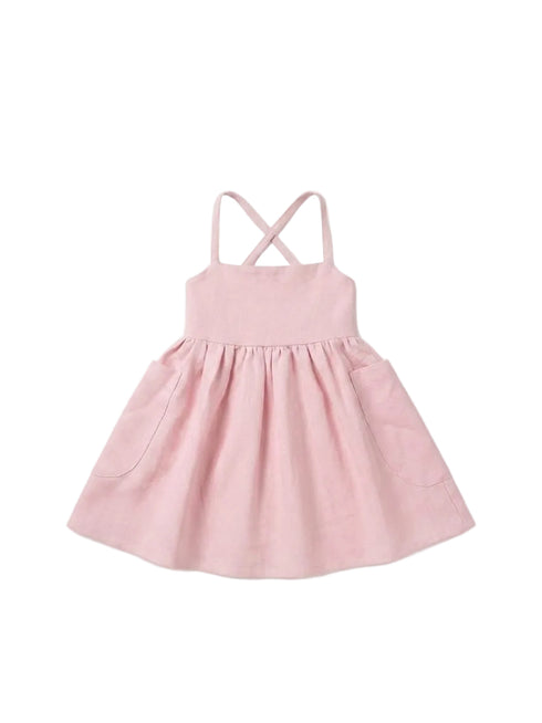 Maddison Linen Dress in Pink