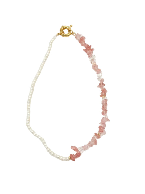 Pearl Gemstone Necklace in Dusty Pink, handmade kids jewellery from Bali | Bali Bubs
