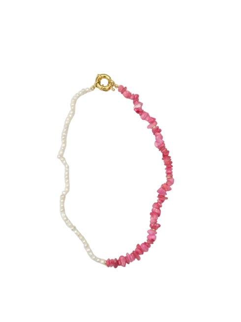 Pearl Gemstone Necklace in Fuchsia, handmade kids jewellery from Bali | Bali Bubs