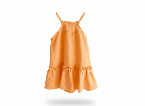 Orange dress with thin straps on a white background