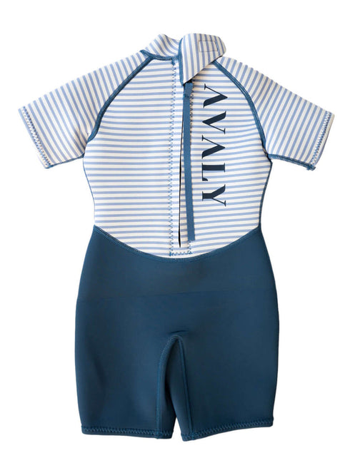 Kids Short Wetsuit in Navy Striped