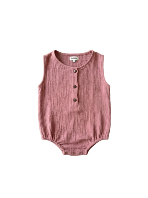 Dusty pink baby romper in cotton