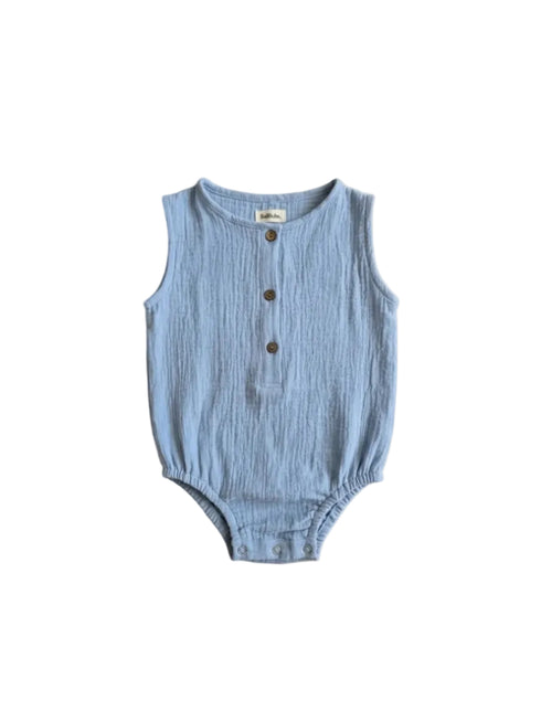 Blue baby cotton romper