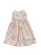 Striped dress with red and white pattern on a white background