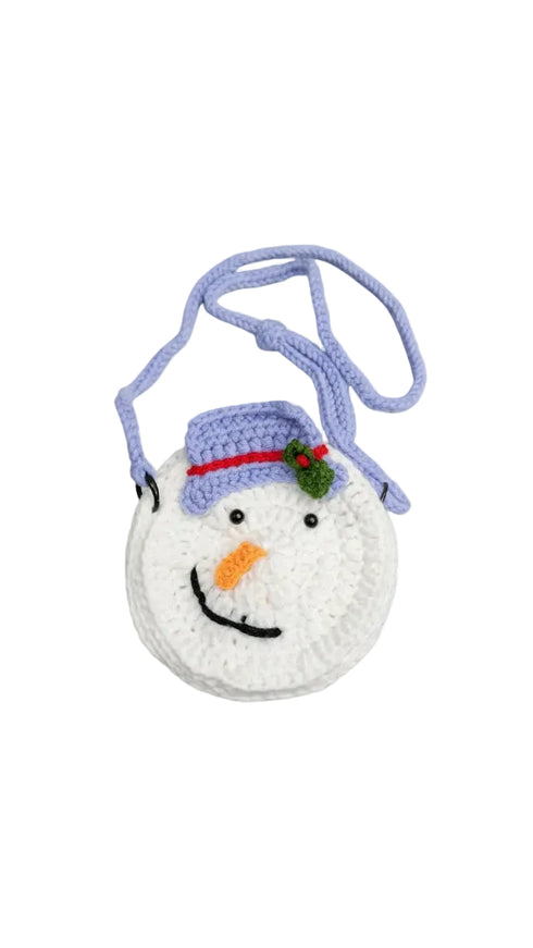 snowman bag, crochet bag, christmas bag