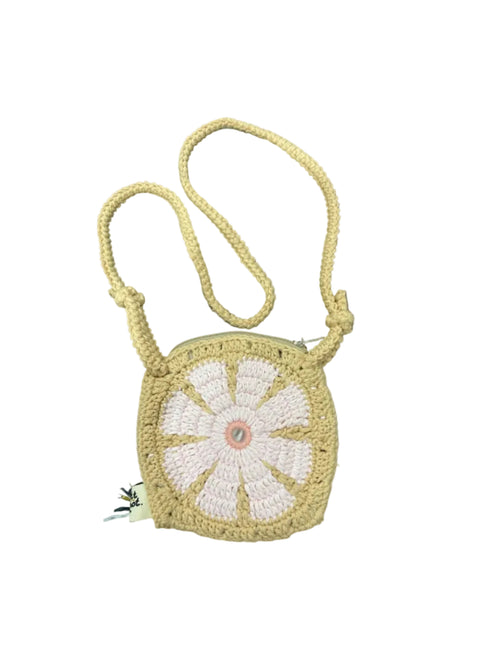 Handmade beige crochet girls bag.