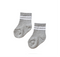 Pair of gray socks with white stripes