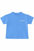 Blue t-shirt with 'Bali Bubs' text on a white background