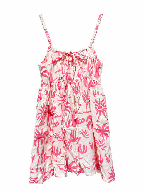 Pink floral dress on a white background