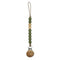 Beaded pacifier clip with wooden ball and 'Pacifier' text on a white background