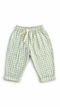 Green and white gingham cotton unisex pants