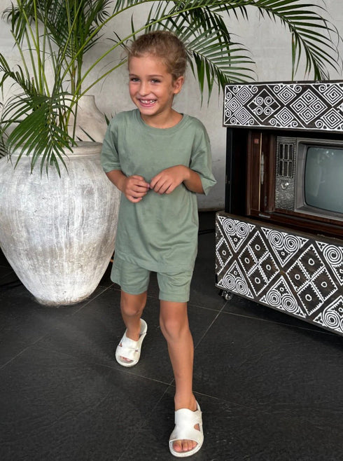 Cotton Shorts in Celery Green