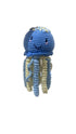 Crocheted jellyfish toy on a white background