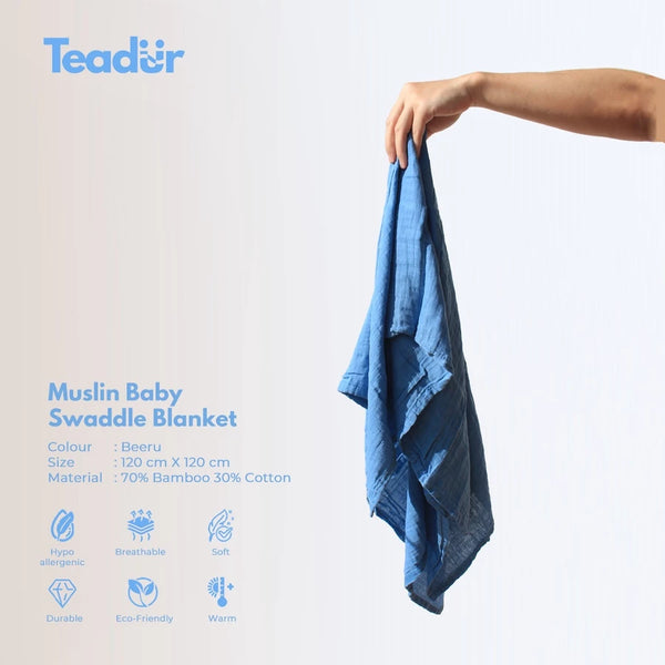 Bamboo Swaddle Blanket in Blue