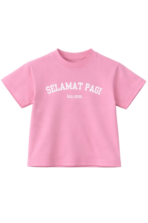 pink cotton selamat pagi tee bali souvenir