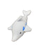 Crocheted dolphin toy on a textured surface