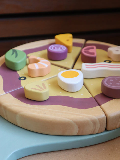 Play and Replay wooden pizza play food set, view 1