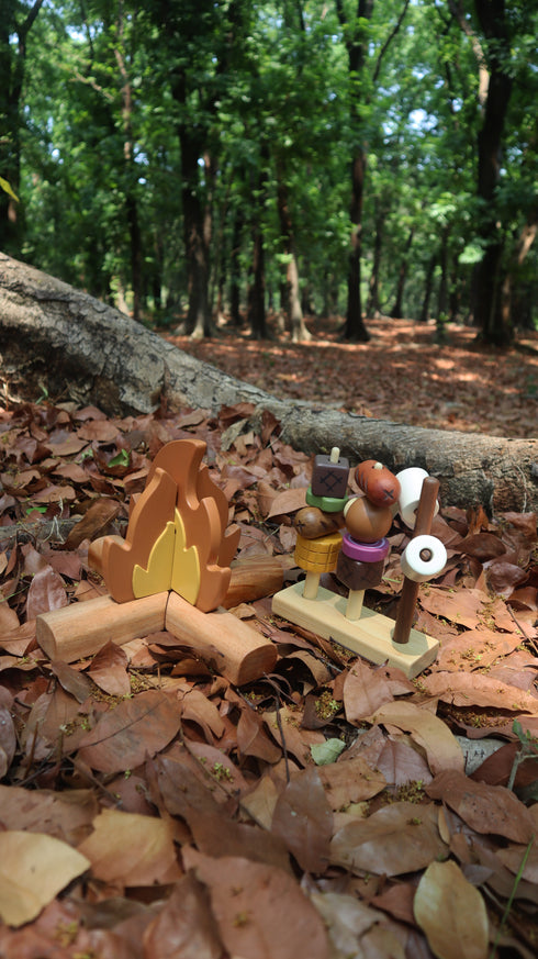 Play and Replay wooden bonfire BBQ set, view 5