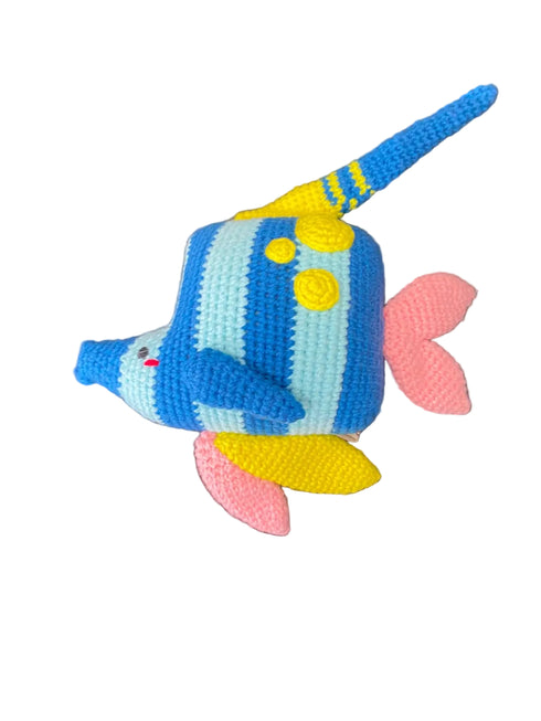 Colorful crocheted fish toy