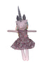 Unicorn plush toy with a floral dress