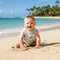 tropical linen baby romper suit made from eco friendly sustainable fabric in bali