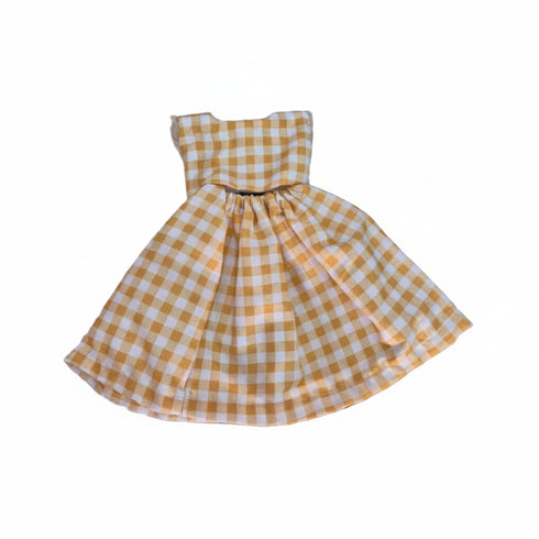 yellow and white gingham dress
