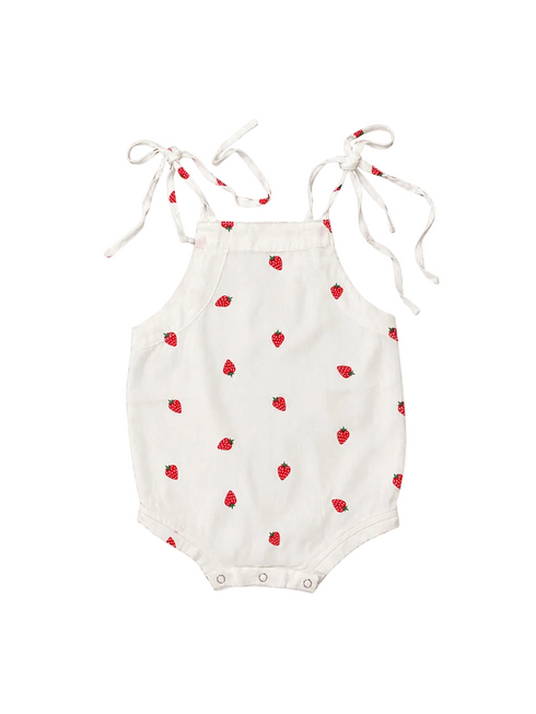 strawberry print cotton baby romper