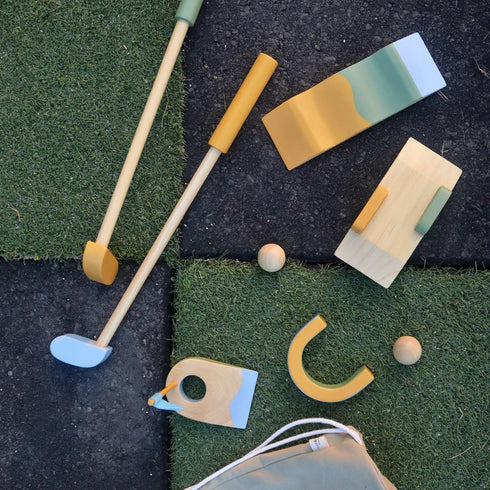Wooden mini golf set, kids wooden toy by Play and Replay
