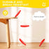 Red disc breaking a wooden table with text 'Durable and break-resistant' on a yellow background.