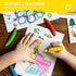 Children coloring with jumbo crayons on a wooden table