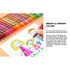 Coloring book with crayons and a child's drawing on a white background