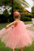 pink tutu dress with white polka dots