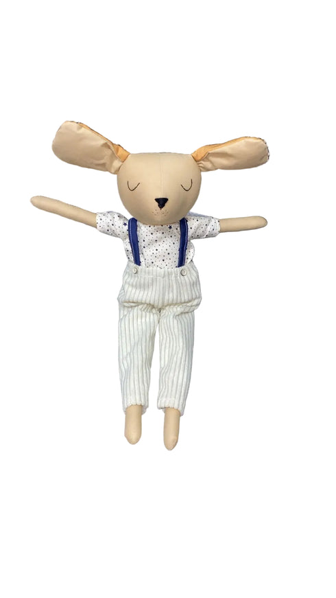 Stuffed animal toy with bunny ears sitting