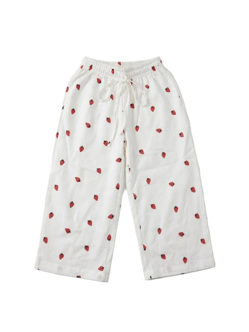 Strawberry linen girls beach pants eco friendly