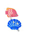 Two colorful fish-shaped car air fresheners on white background