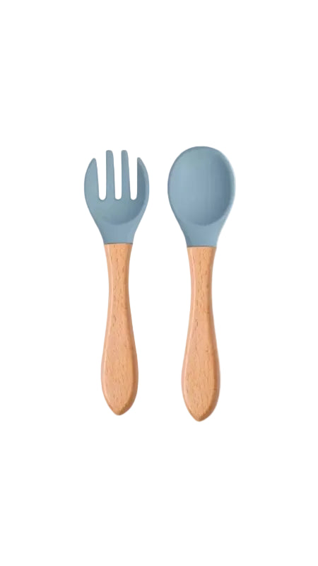 wooden and silicone spoon and fork, eco friendly food tools