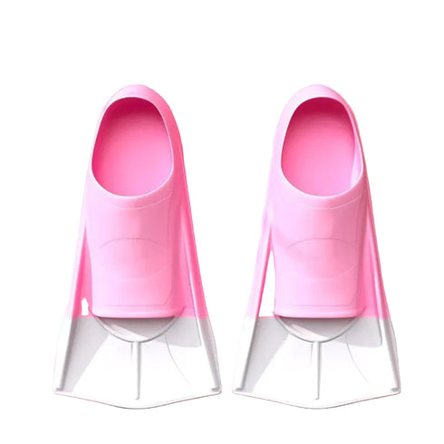 Pink and white diving fins on a pink background