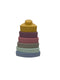 Stack of colorful geometric shapes on a desk