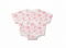 Baby onesie with pink palm tree pattern on a white background