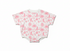 Baby onesie with pink palm tree pattern on a white background