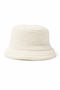 White woven bucket hat on a white background