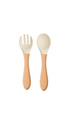 wooden and silicone spoon and fork, eco friendly food tools